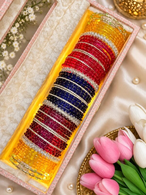 Shiny 1 Rod Bangle Box - Multicolor Glass Bangle Gift Set